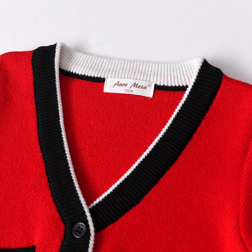 Fall/winter Children Cardigan V-neck Long Sleeve Sweater Coat